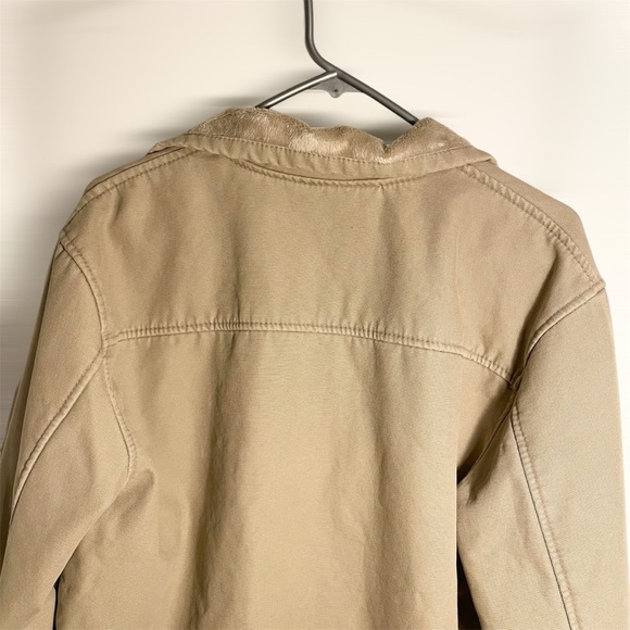 Men's Tan Jacket with faux-fur lining button up size large - Picture 3 of 8